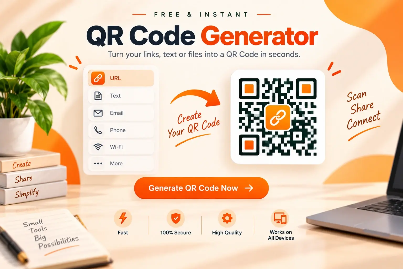 QR code generator with live preview